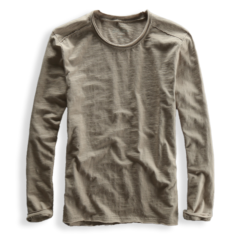 Cotton Long Sleeve Shirt Japanese Minimalist Design O-Neck Casual 4