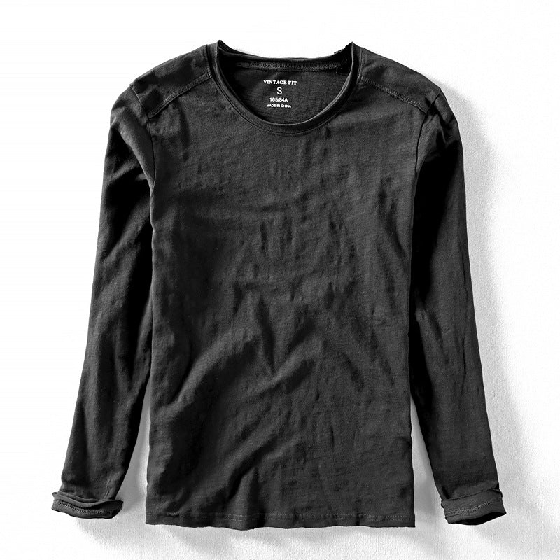 Cotton Long Sleeve Shirt Japanese Minimalist Design O-Neck Casual 5