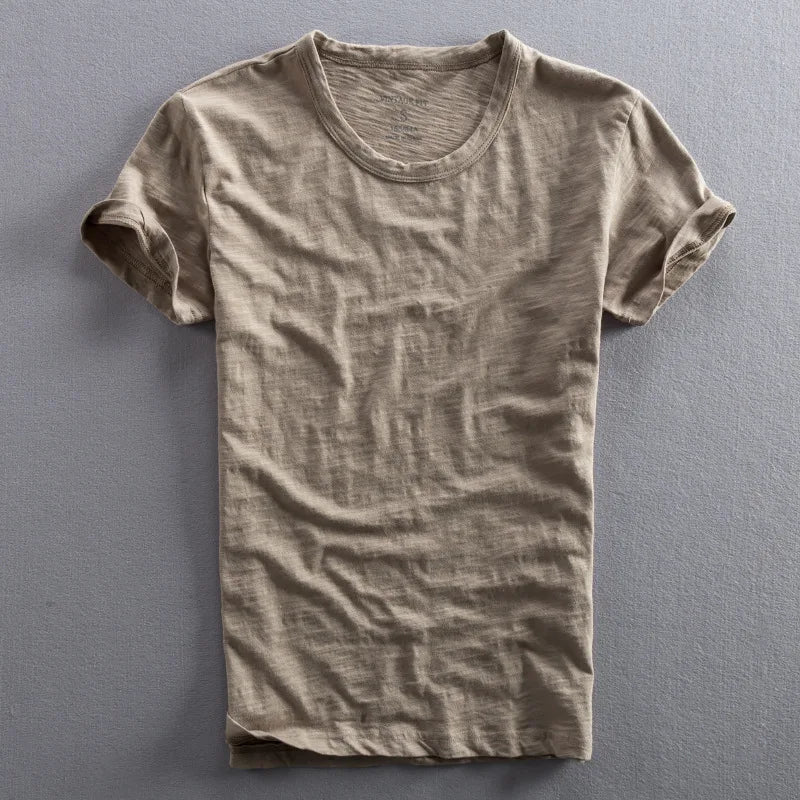 Cotton Vintage T-Shirt Men Japanese-Inspired Minimalist Design Casual 2
