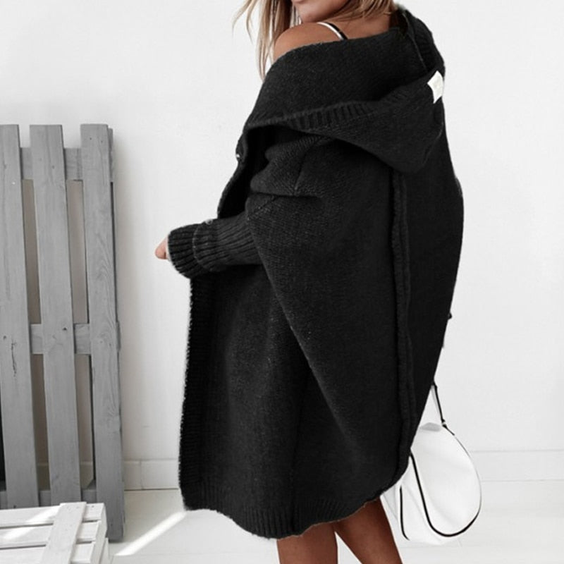 Cozy Oversized Women's Cardigan Hooded Knitwear for Autumn 4