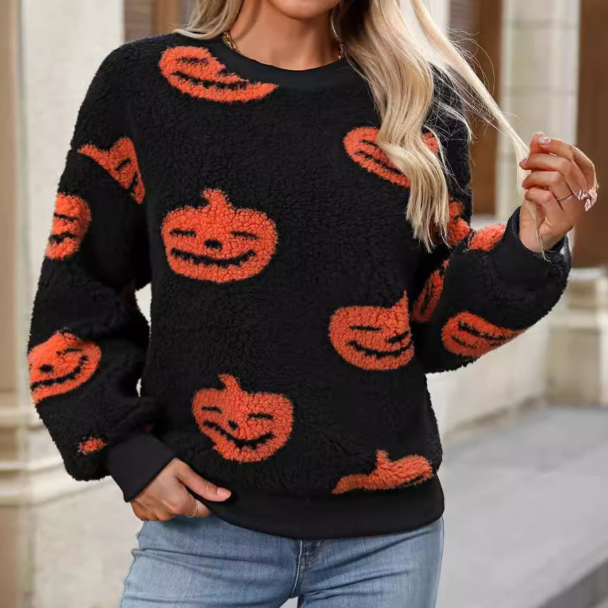 Cozy Sweatshirt Women Halloween Motif Casual Comfort 1