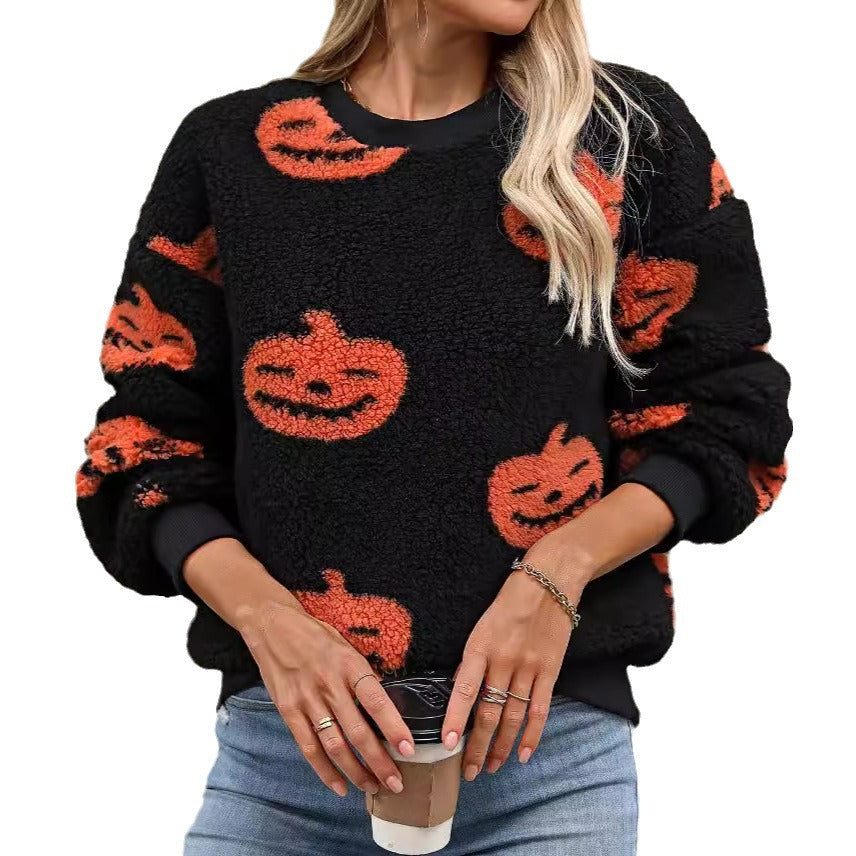 Cozy Sweatshirt Women Halloween Motif Casual Comfort 5