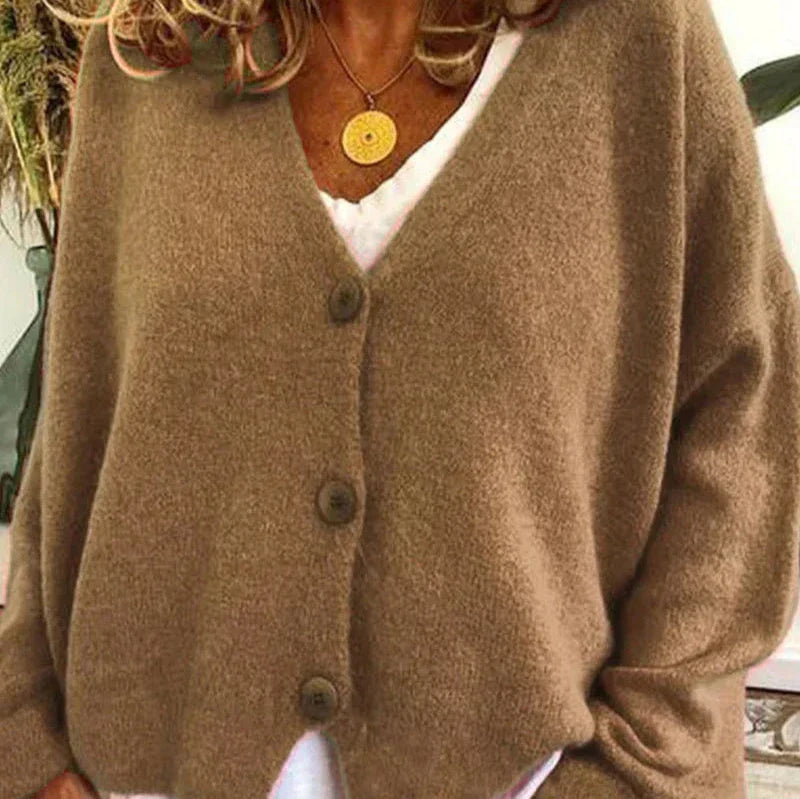 Cozy V-Neck Cardigan Women Button Sweater Chic Layering Essential 0