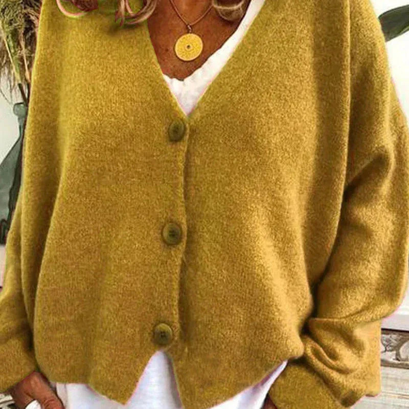 Cozy V-Neck Cardigan Women Button Sweater Chic Layering Essential 1