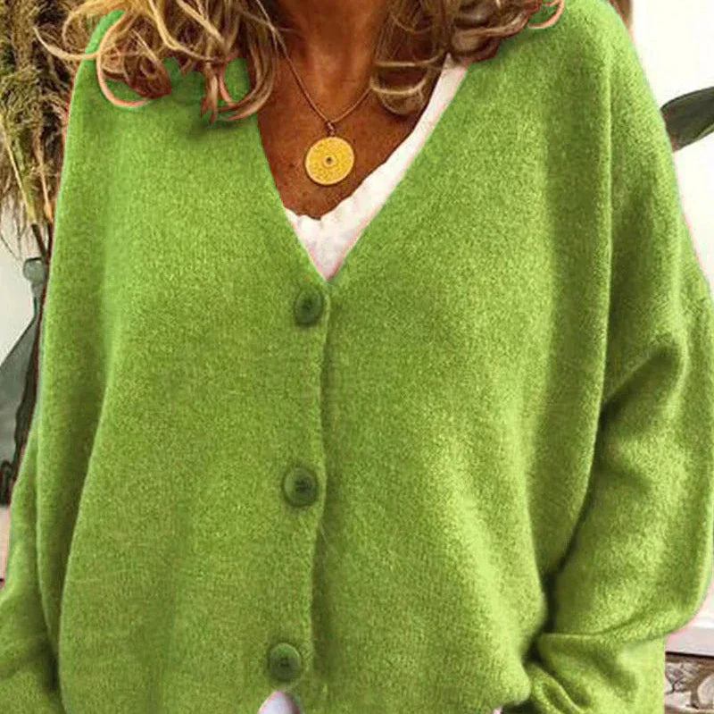 Cozy V-Neck Cardigan Women Button Sweater Chic Layering Essential 10