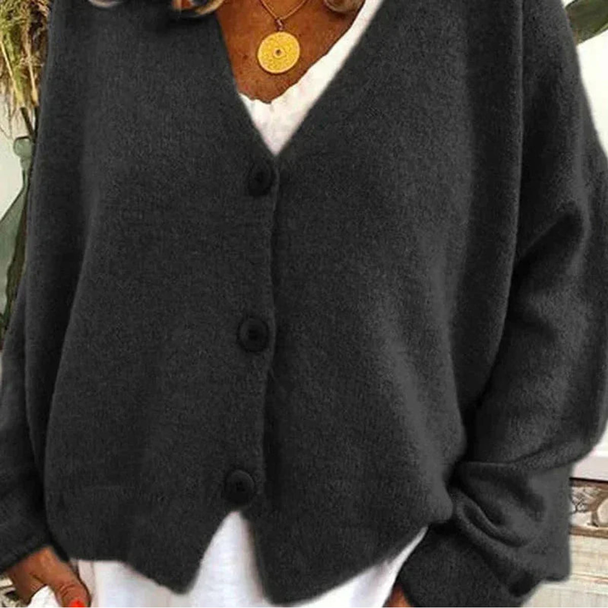 Cozy V-Neck Cardigan Women Button Sweater Chic Layering Essential 5