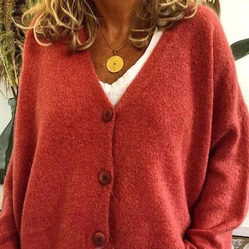 Cozy V-Neck Cardigan Women Button Sweater Chic Layering Essential 6