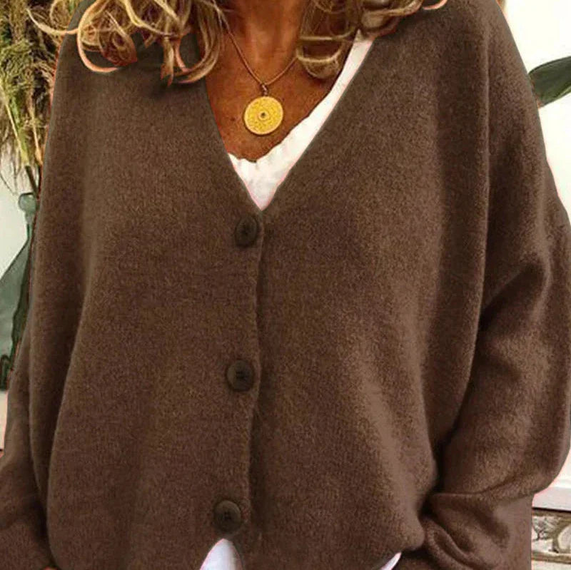Cozy V-Neck Cardigan Women Button Sweater Chic Layering Essential 7