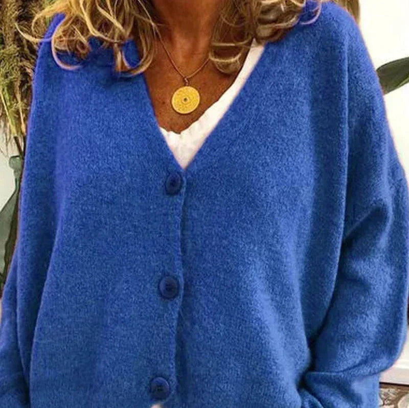 Cozy V-Neck Cardigan Women Button Sweater Chic Layering Essential 8