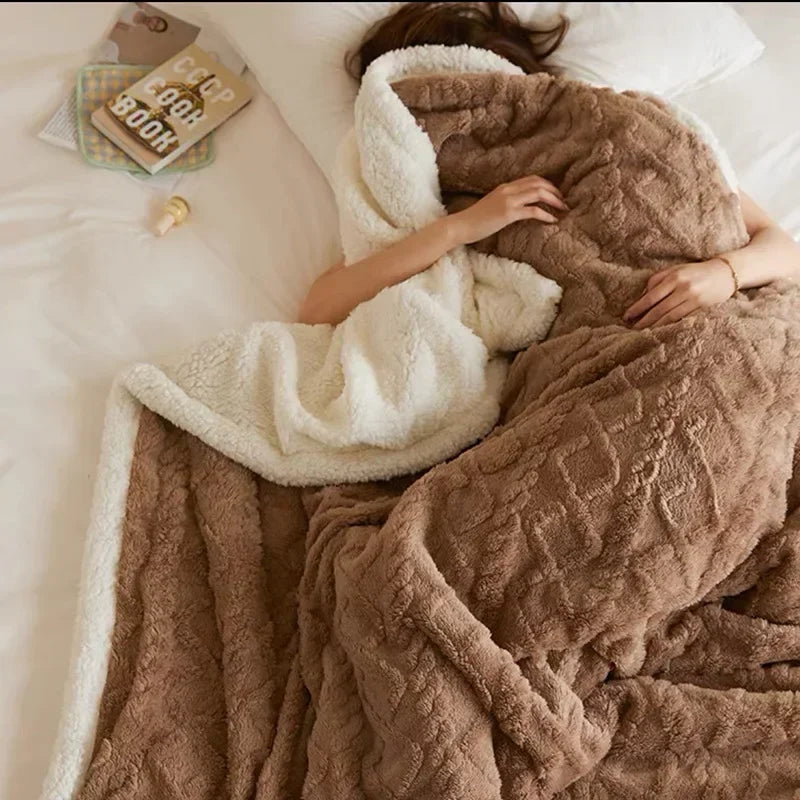 Cozy Winter Lambswool Blanket Warm Soft Plush Design for Ultimate Comfort 0