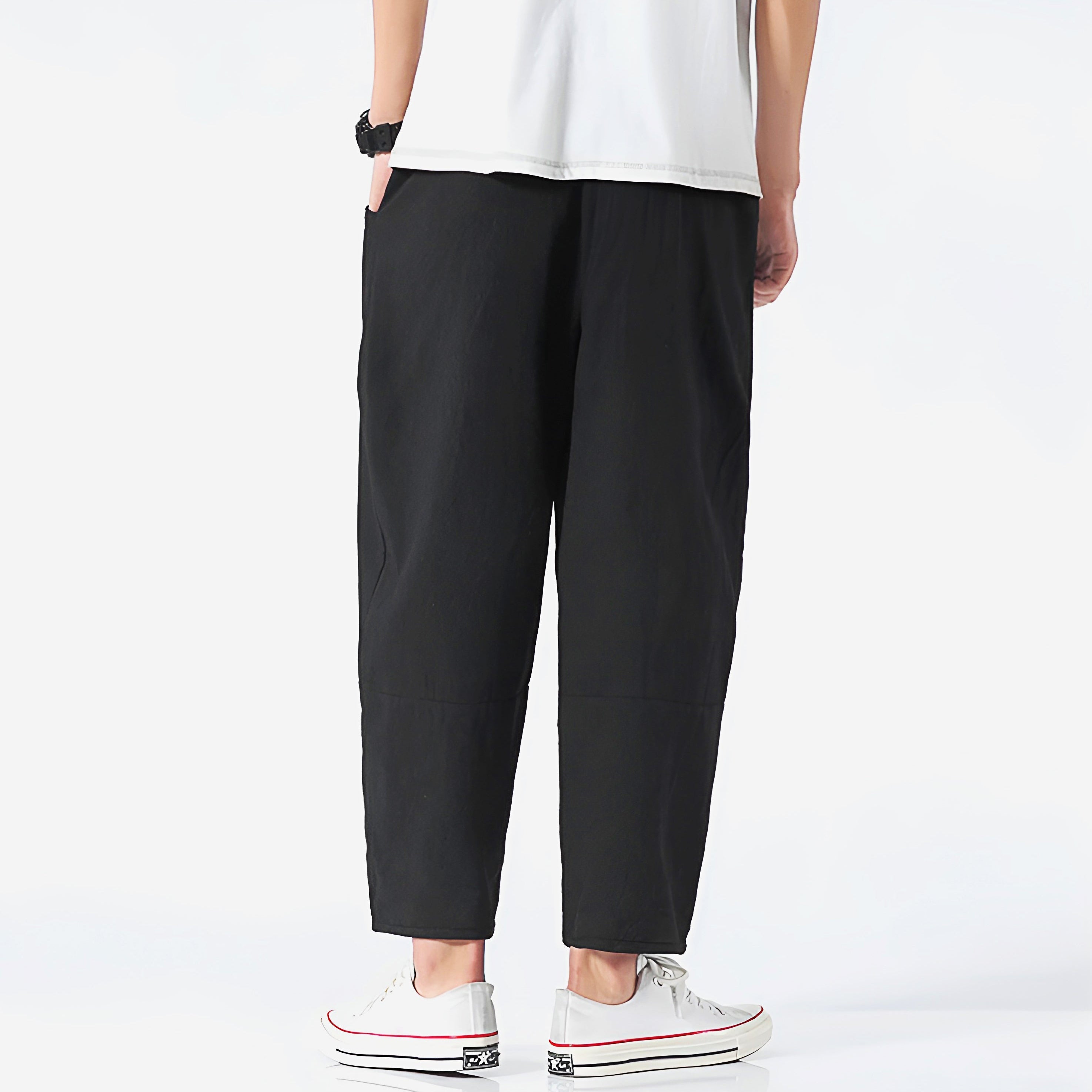 Cropped Pants Women Relaxed Fit Cotton Adjustable Drawstring Waist 8