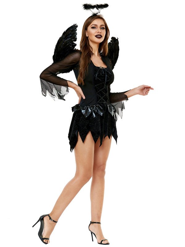 Dark Angel Costume Mini Halloween Outfit with Wings 1