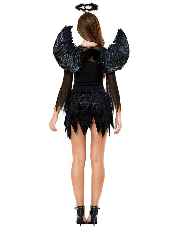 Dark Angel Costume Mini Halloween Outfit with Wings 2
