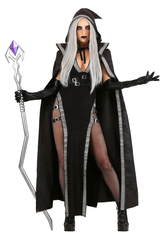 Dark Gothic Witch Costume Women Maxi Dress for Halloween 0