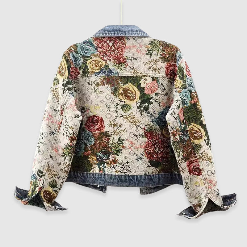Denim Jacket Women Floral Accents Casual Chic Stylish 1