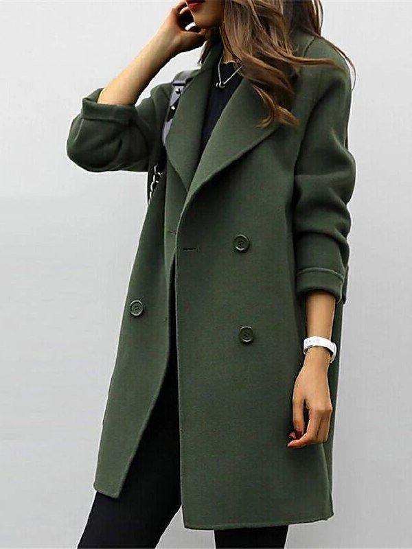 Double-Breasted Trench Coat Women Notched Lapel Winter Elegance 0