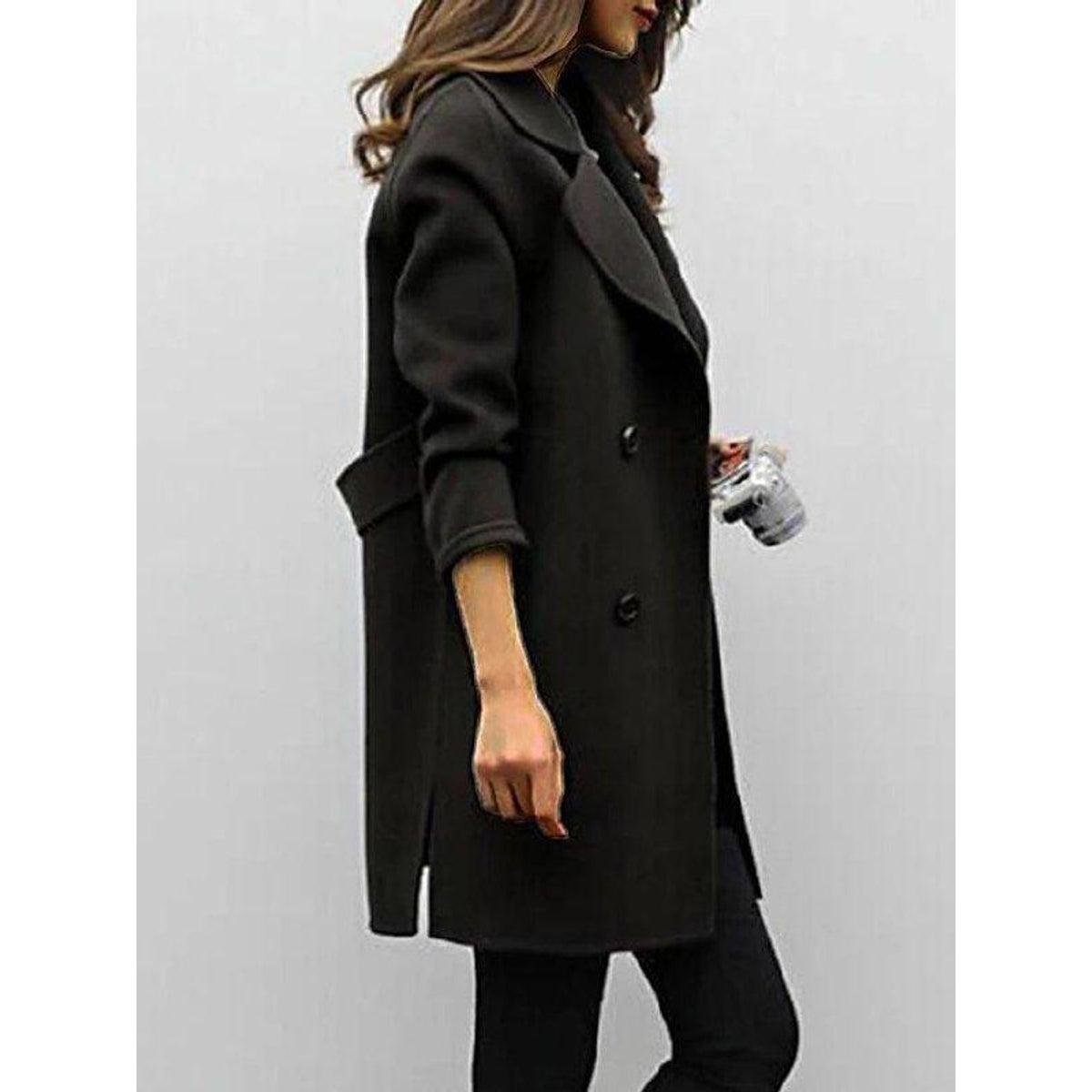 Double-Breasted Trench Coat Women Notched Lapel Winter Elegance 3