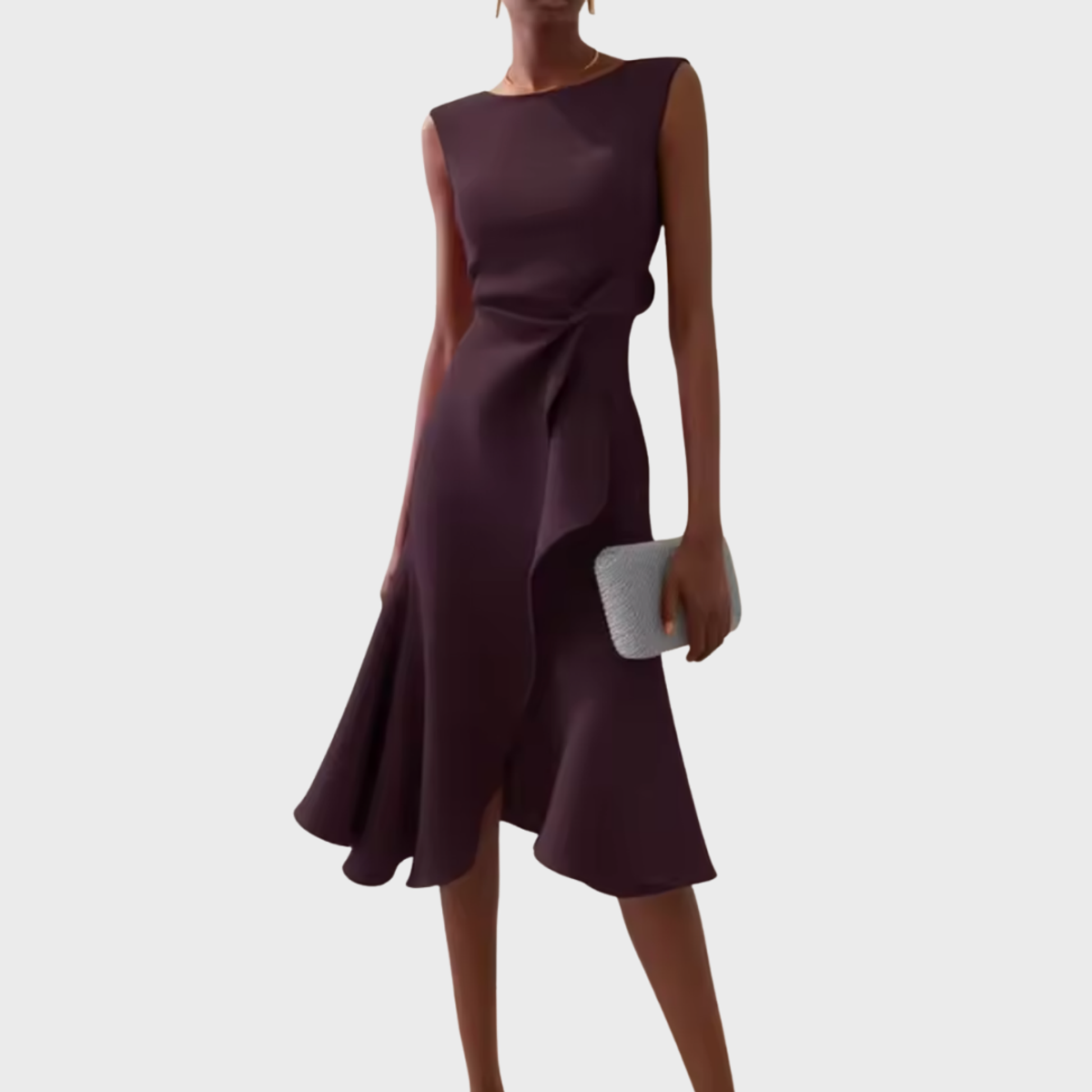 Draped Asymmetric Midi Dress Elegant Sleeveless Design for Women 10