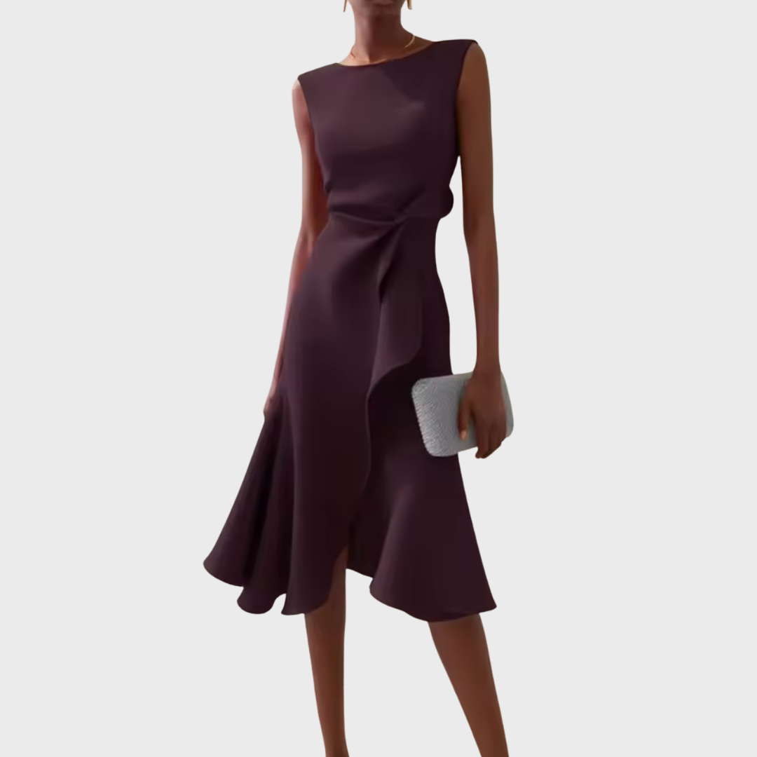 Draped Asymmetric Midi Dress Elegant Sleeveless Design for Women 10