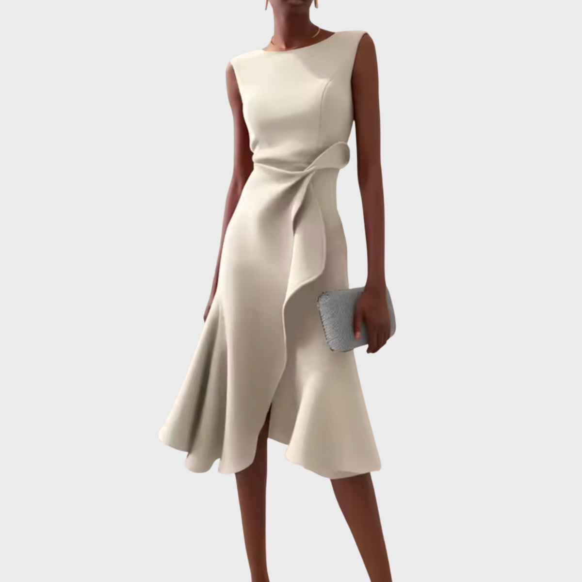 Draped Asymmetric Midi Dress Elegant Sleeveless Design for Women 11