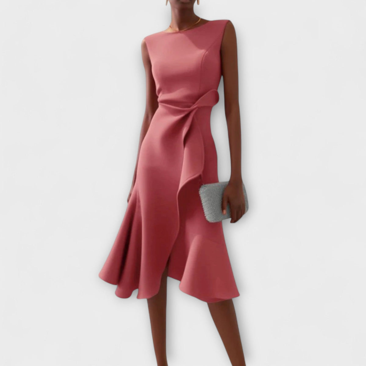 Draped Asymmetric Midi Dress Elegant Sleeveless Design for Women 2