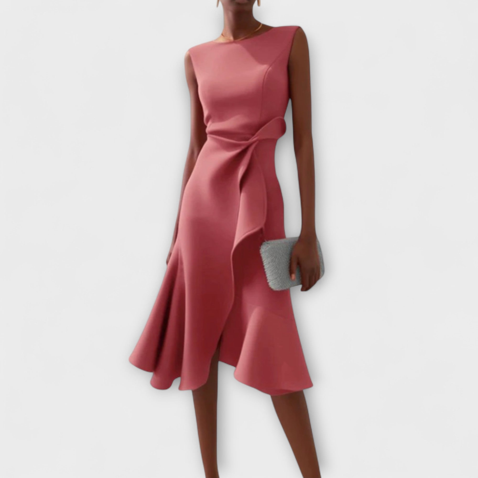 Draped Asymmetric Midi Dress Elegant Sleeveless Design for Women 2