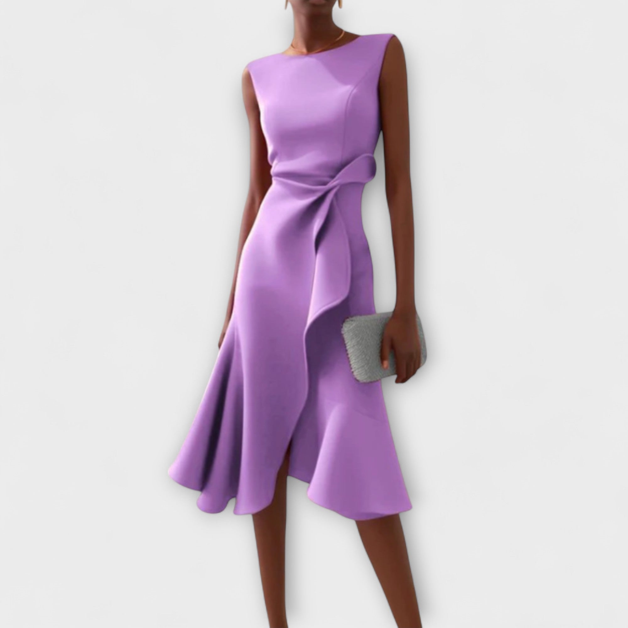 Draped Asymmetric Midi Dress Elegant Sleeveless Design for Women 4