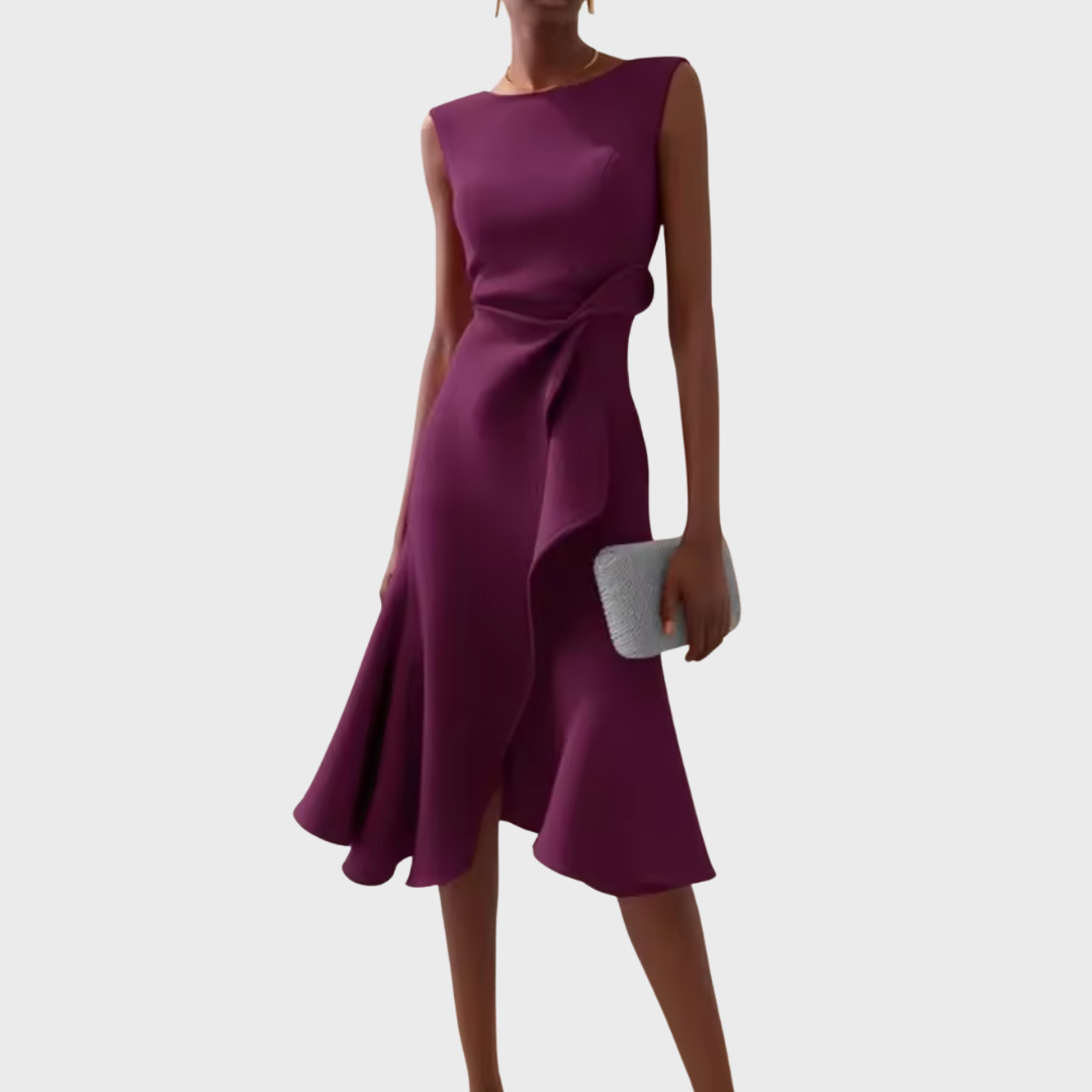 Draped Asymmetric Midi Dress Elegant Sleeveless Design for Women 6