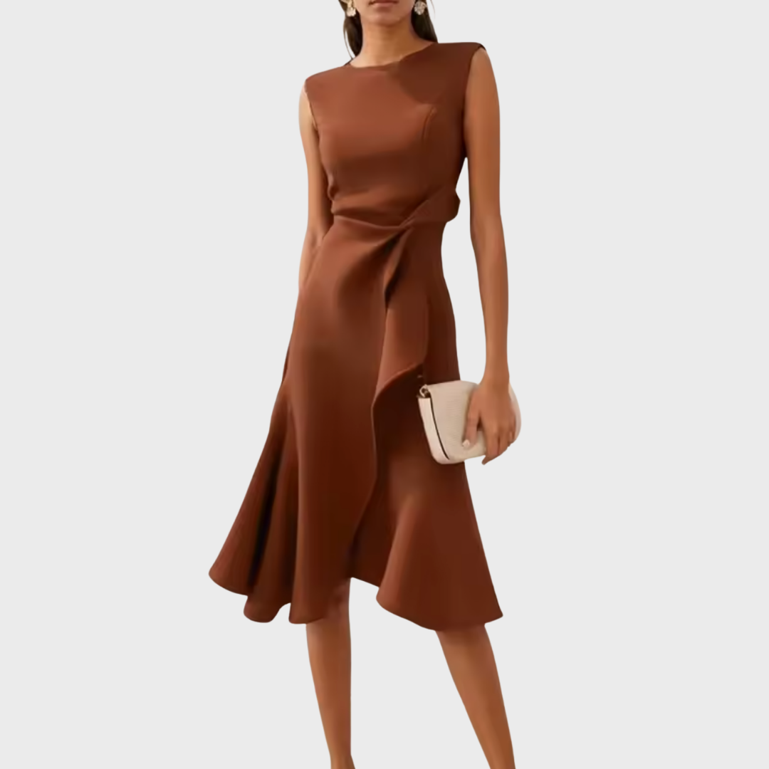 Draped Asymmetric Midi Dress Elegant Sleeveless Design for Women 8