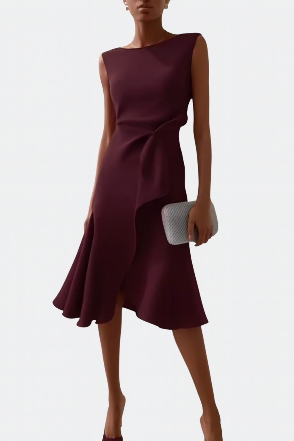 Draped Asymmetric Midi Dress Elegant Sleeveless Design for Women 9