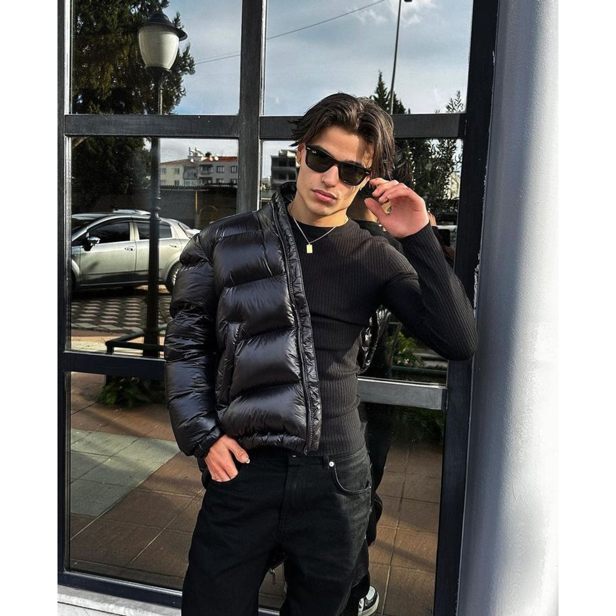 Duck Feather Puffer Jacket Men Elegant Shine Warmth Stylish Winter Outerwear 2