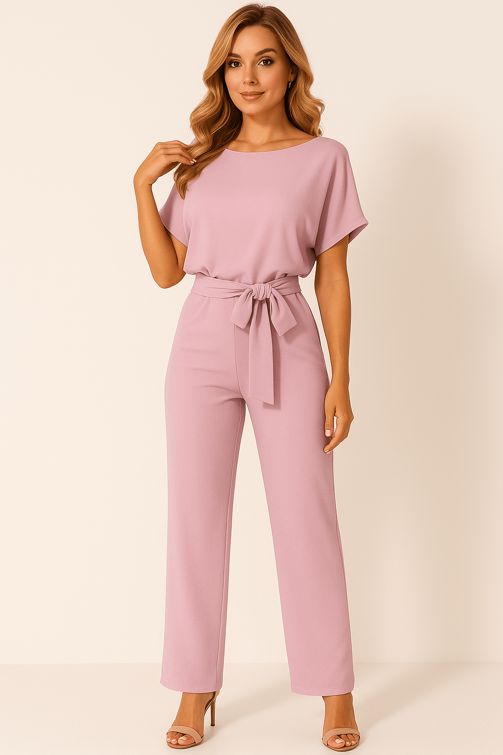 Elegant Black Jumpsuit Women Adjustable Belt Chic Casual Outfit 11