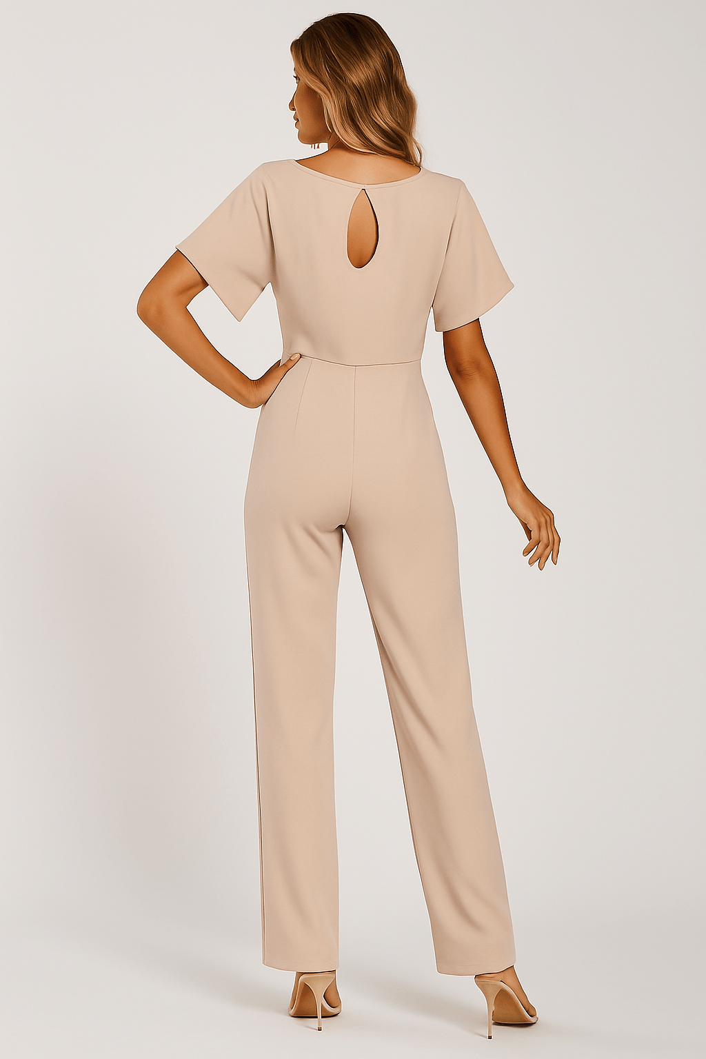 Elegant Black Jumpsuit Women Adjustable Belt Chic Casual Outfit 2