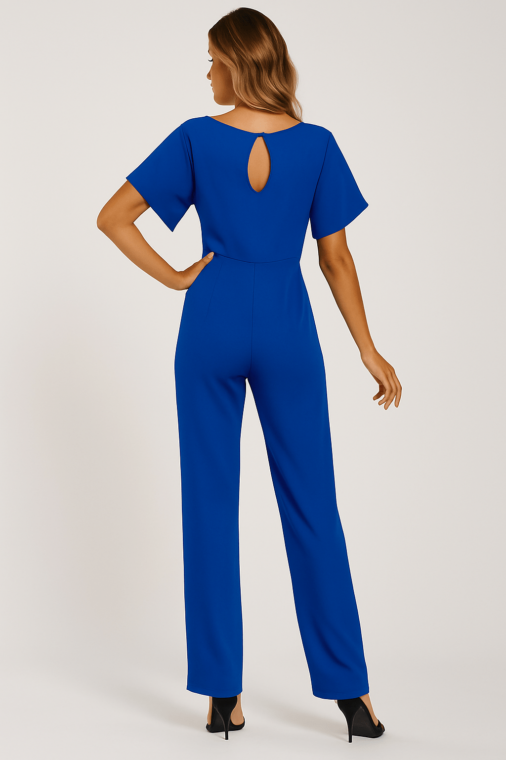 Elegant Black Jumpsuit Women Adjustable Belt Chic Casual Outfit 7