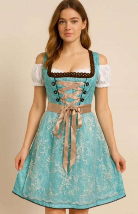 Elegant Dirndl Dress Women Traditional Oktoberfest Style Comfortable Fit 0