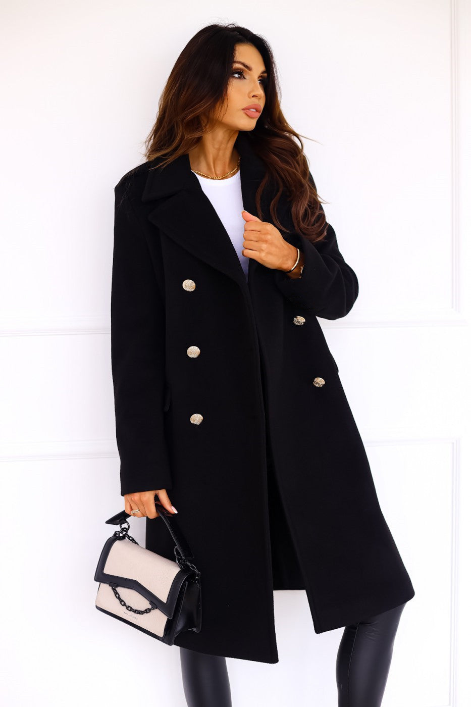 Elegant Double-Breasted Wool Trench Coat Women Winter Chic 4
