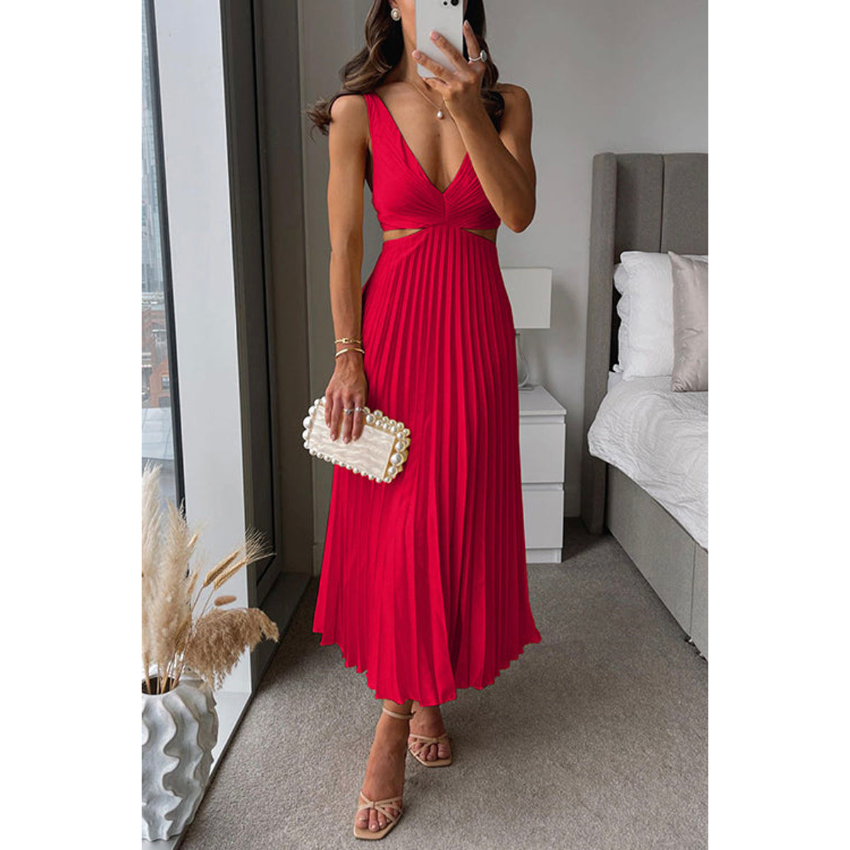 Elegant Plissé Evening Dress Midi Timeless Style for Formal Occasions 10