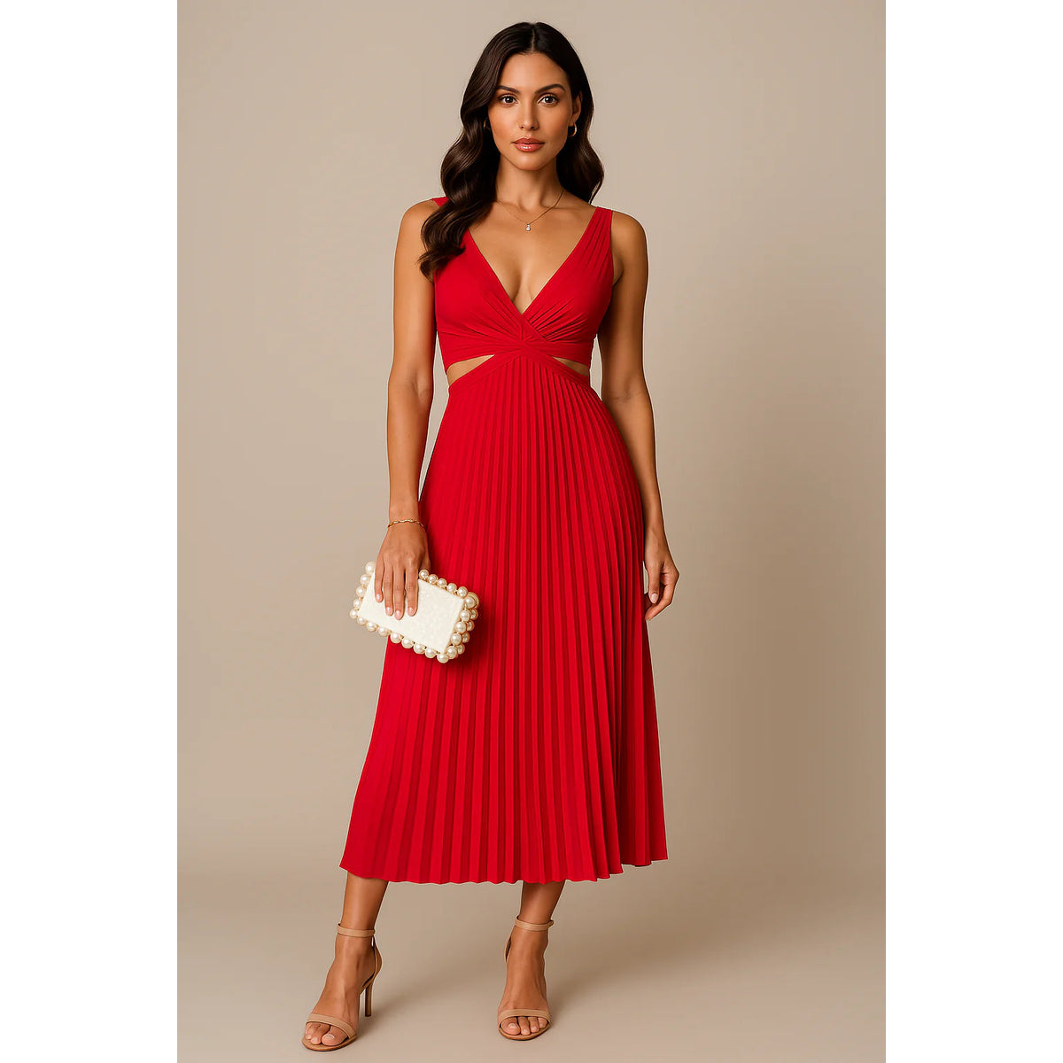 Elegant Plissé Evening Dress Midi Timeless Style for Formal Occasions 3