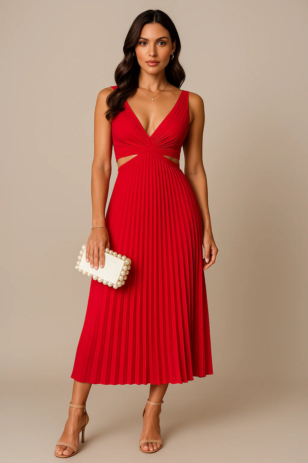 Elegant Plissé Evening Dress Midi Timeless Style for Formal Occasions 3
