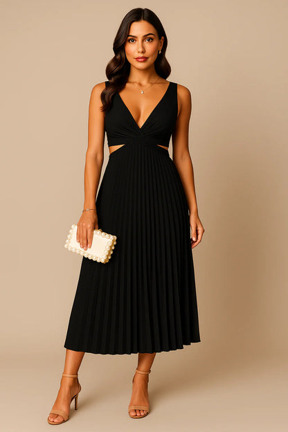 Elegant Plissé Evening Dress Midi Timeless Style for Formal Occasions 4