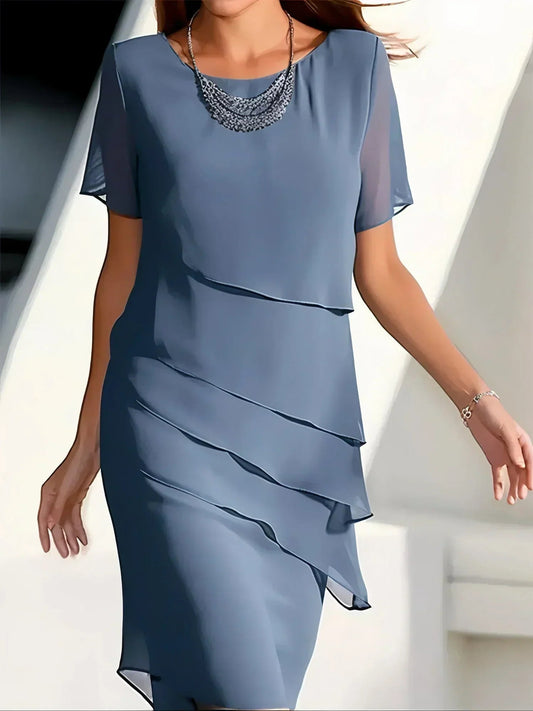 Elegant Slimming Dress for Women Tailored Chic Summer Style 0
