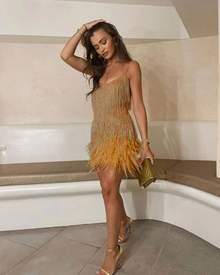 Elegant White Cocktail Dress Women Spaghetti Straps Glamorous Sequins Party Dress 6