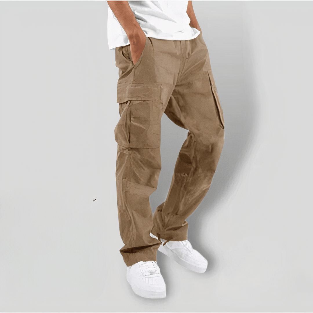 Fabio - Mens Black Cargo Pants with High Waist, Utility Pockets & Relaxed Fit 1