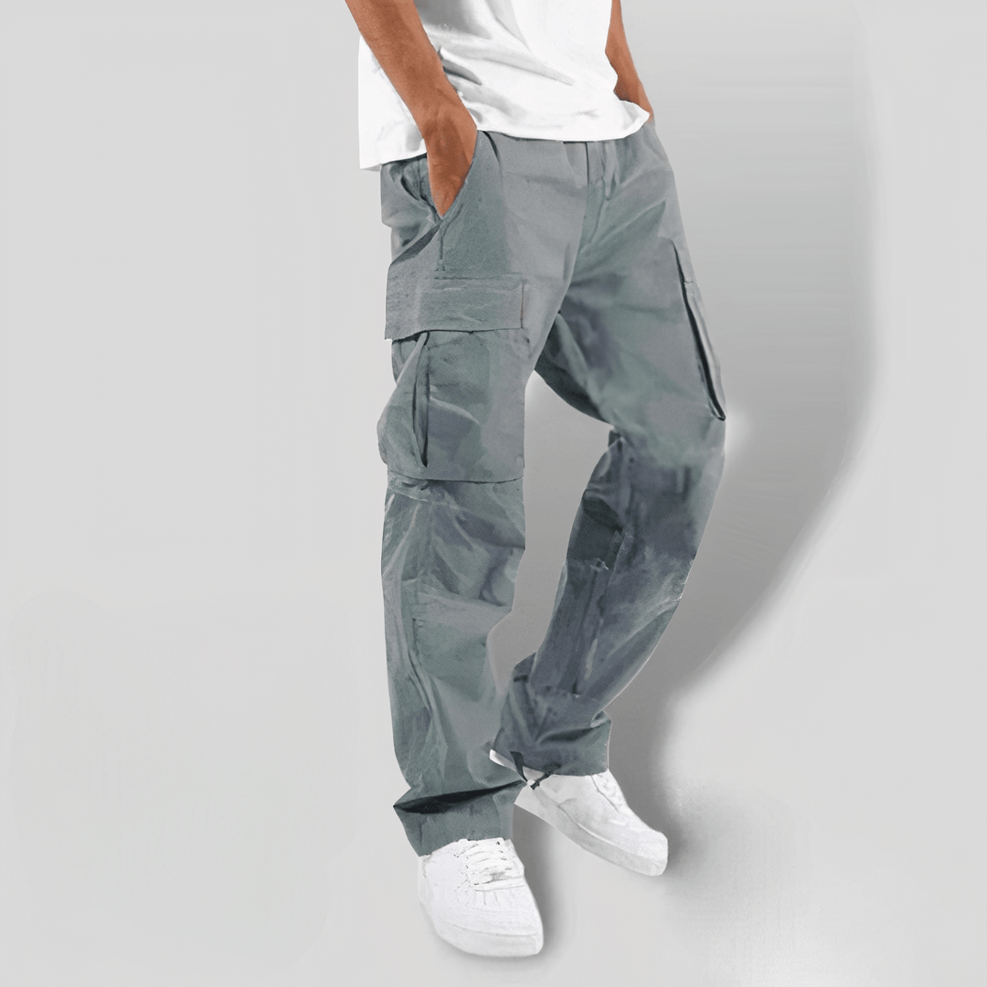 Fabio - Mens Black Cargo Pants with High Waist, Utility Pockets & Relaxed Fit 2