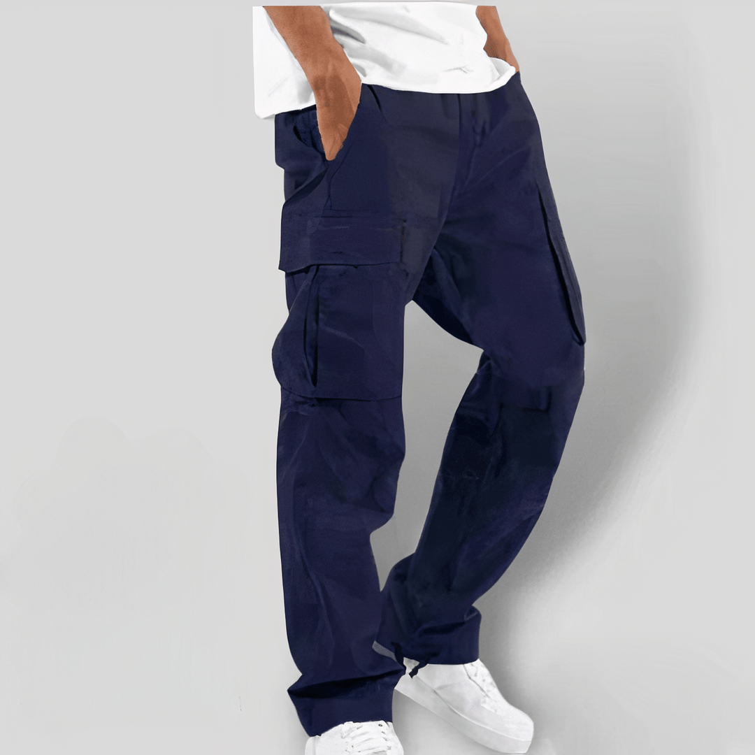 Fabio - Mens Black Cargo Pants with High Waist, Utility Pockets & Relaxed Fit 3