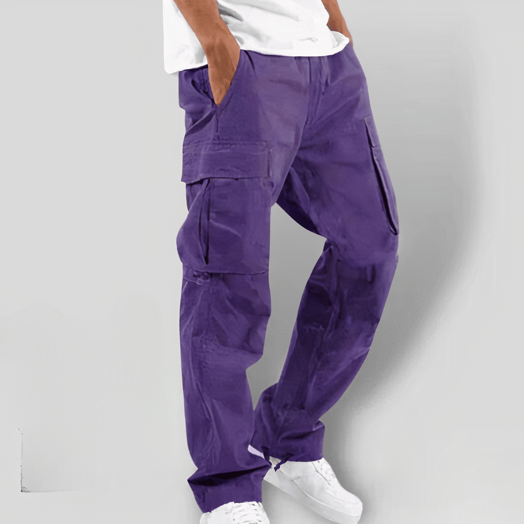 Fabio - Mens Black Cargo Pants with High Waist, Utility Pockets & Relaxed Fit 4