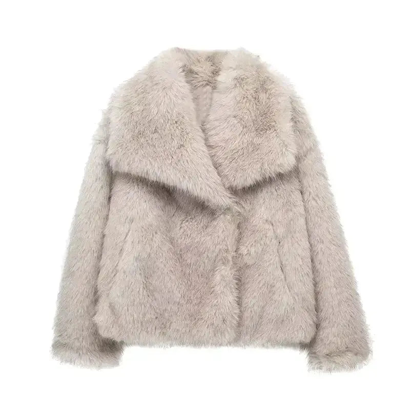 Faux Fur Jacket Stylish Cozy Elegant Winter Fashion Outerwear 0
