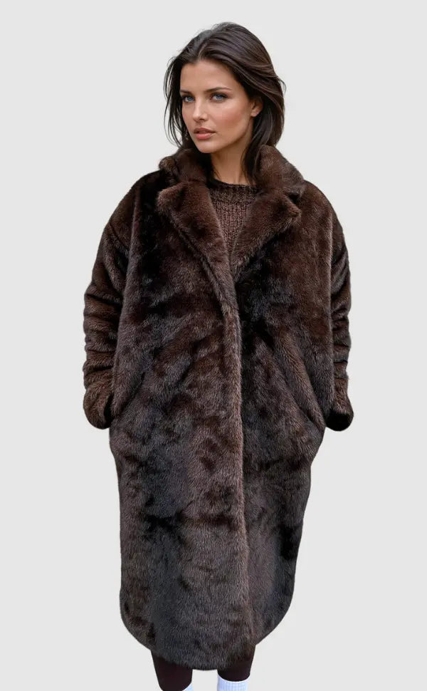 Faux Fur Long Coat Women Stylish Warm Elegant Winter Outerwear 0