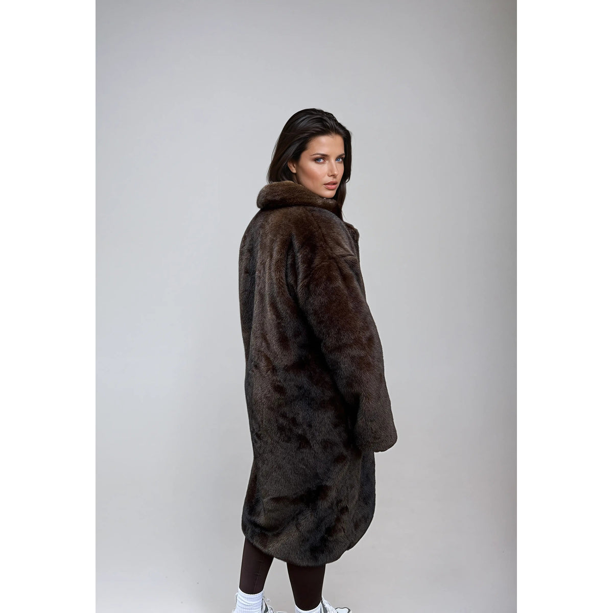 Faux Fur Long Coat Women Stylish Warm Elegant Winter Outerwear 2