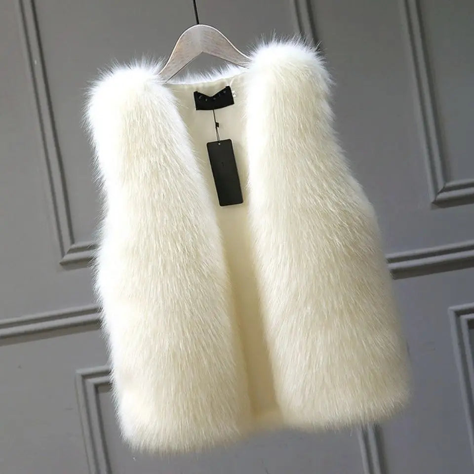 Faux Fur Vest Women Elegant Autumn Winter Outerwear Stylish Warmth 5